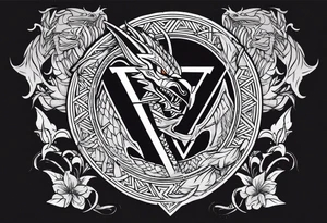Valhalla sword shield dragon axe Valknut fire tattoo idea