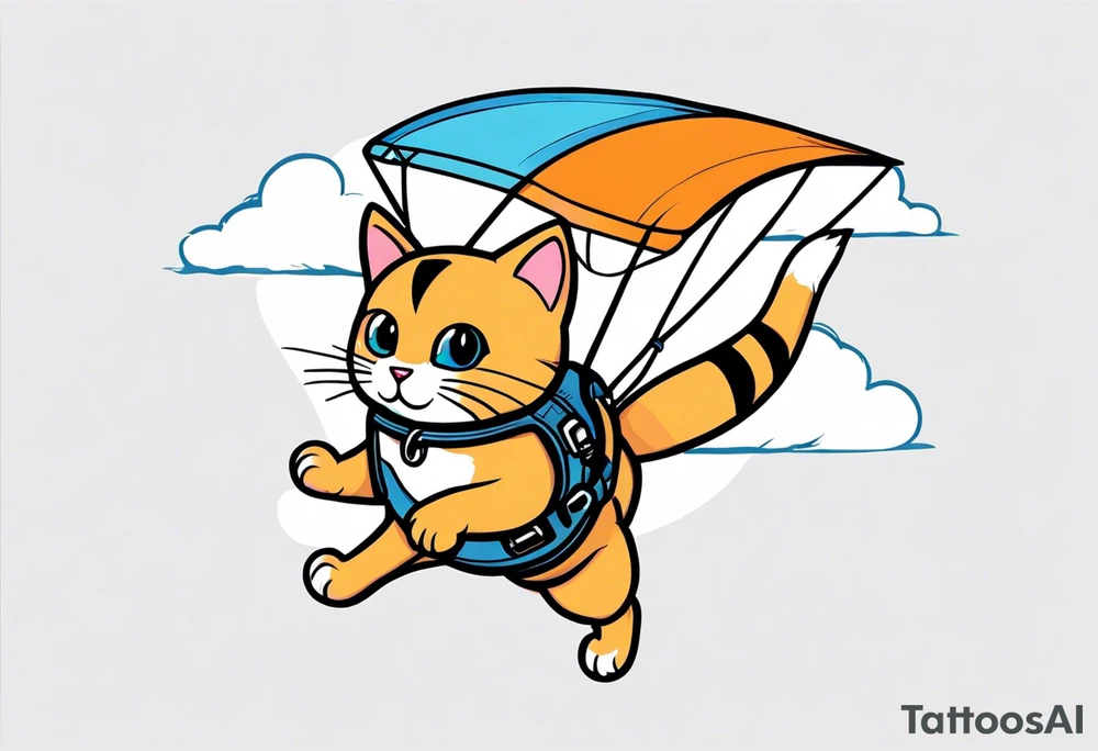 a cat going skydiving tattoo idea