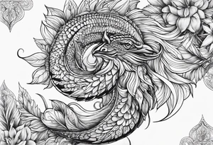 Naga kobieta z odkrytymi piersiami, anielskie skrzydła pali papierosa, tattoo idea