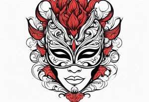 Male masquerade mask with red smoke tattoo idea