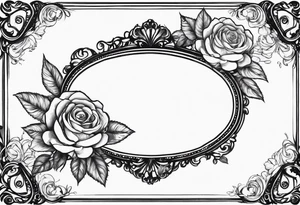 Vintage frame in frame there are roses and baby’s breath flowers tattoo idea