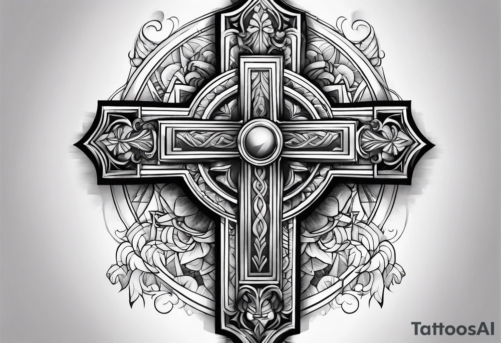 Powerful majestic cross tattoo idea