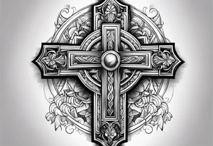 Powerful majestic cross tattoo idea