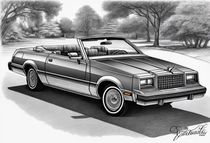 1984 Chrysler lebaron convertible, no background tattoo idea