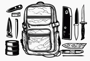 murderers kill kit open backpack knife rope duct tape tattoo idea