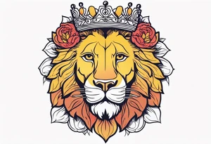 lion with crown on head


vintage tattoo style old school traditional bold color simple with flowers surrounded tattoo idea