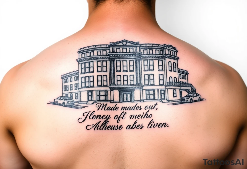 Building made out of with inspirational saying tattoo idea