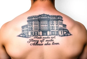Building made out of with inspirational saying tattoo idea