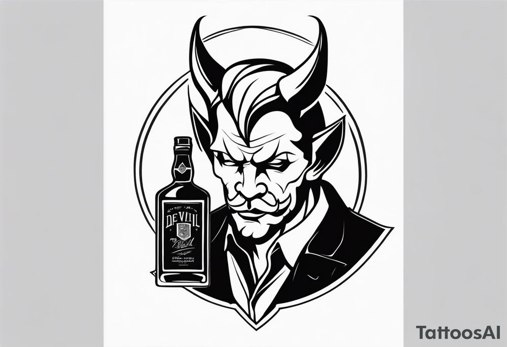 Devil with whiskey bottle tattoo idea