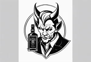 Devil with whiskey bottle tattoo idea