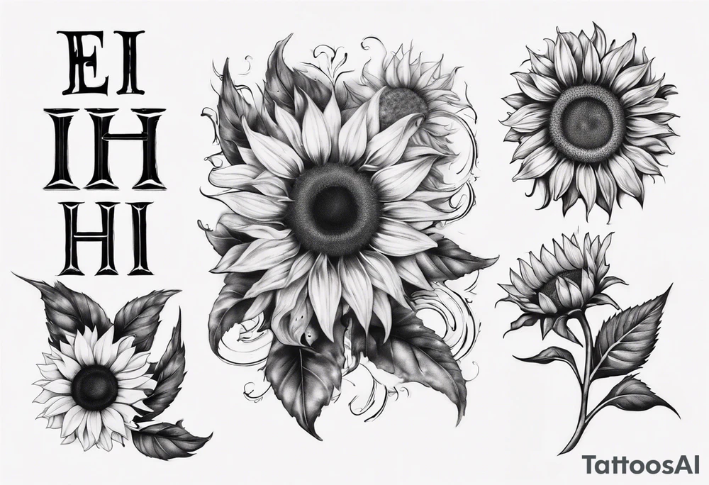 combining the letters E and H with a sunflower tattoo idea combining the letters E and H with a sunflower tattoo idea