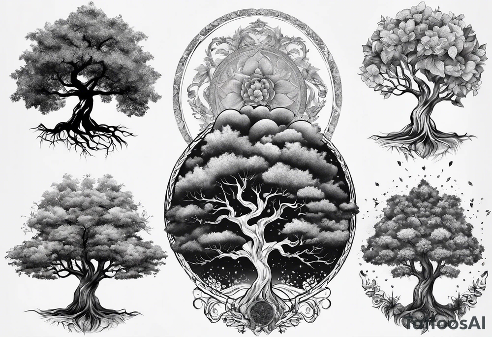 tattoo drawing of a tree on top of eart tattoo idea