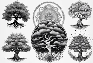 tattoo drawing of a tree on top of eart tattoo idea