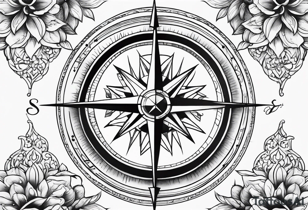 Feminine compass tattoo idea