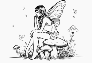 fairy sitting on mushroom tattoo idea