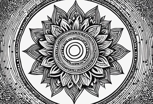 simple sun made of black dots and circles tattoo idea