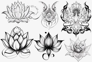 Lotus flower with phoenix tattoo idea