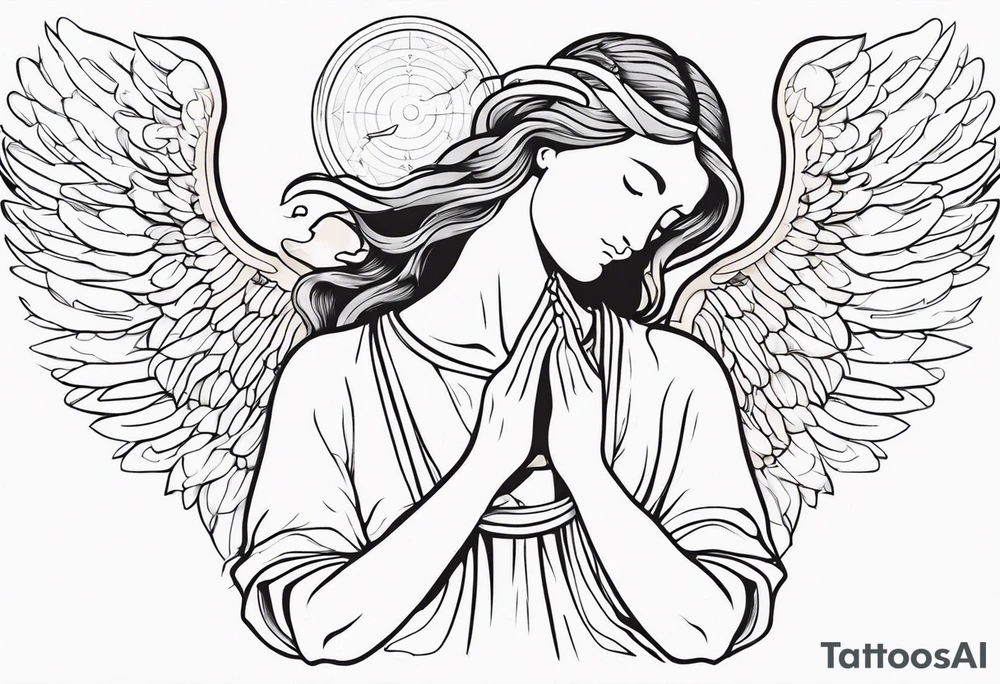 Angel with prayer hands tattoo idea