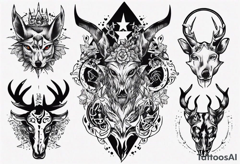 jäger und reh und forelle tattoo idea