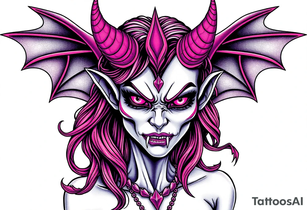 Dangerous demon girl tattoo idea