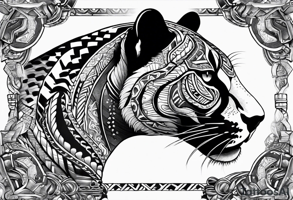 aztec black jaguar with snake tattoo idea