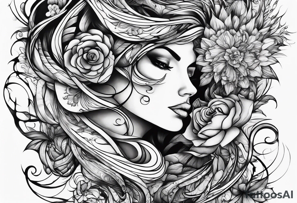 extreme twisted detangled tissue arm tattoo idea