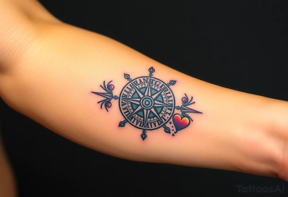 compass + Integrity + Courage + Love + Family tattoo idea