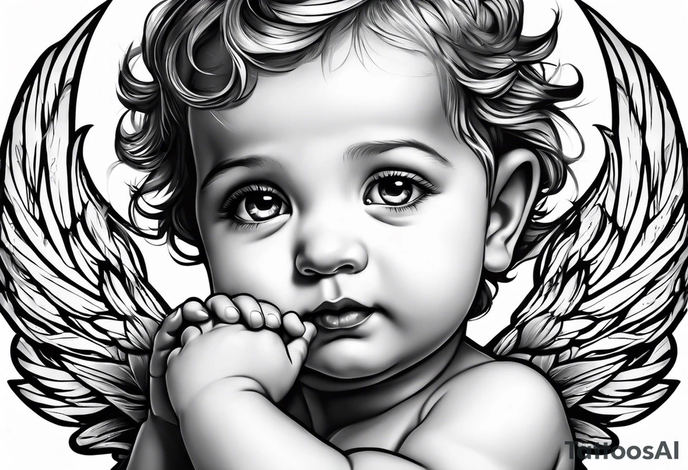 Small  young baby angel tattoo idea