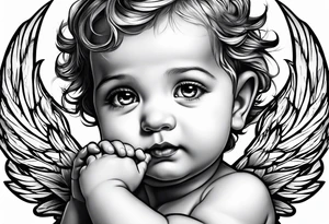 Small  young baby angel tattoo idea