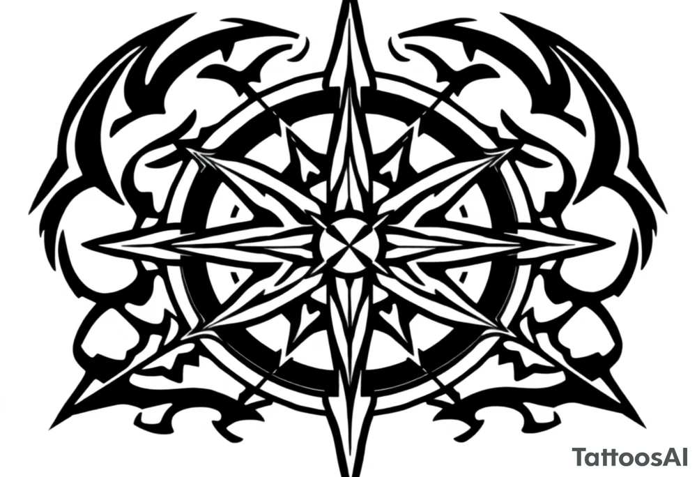 Double layered compass rose tattoo idea