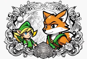 A smash brothers melee tattoo featuring link and fox tattoo idea