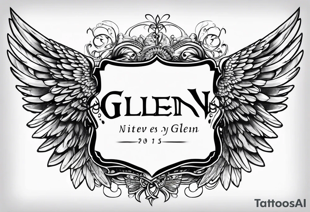 Angel Wings with the word Glenn in between tattoo idea Angel Wings with the word Glenn in between tattoo idea