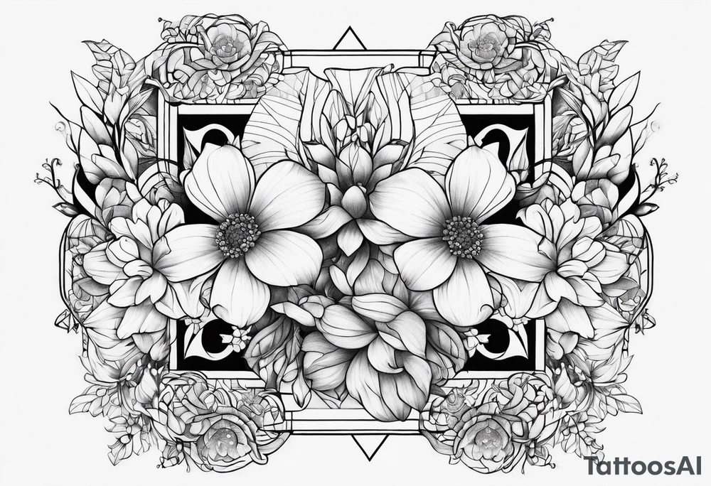 gemini flowers animals tattoo idea