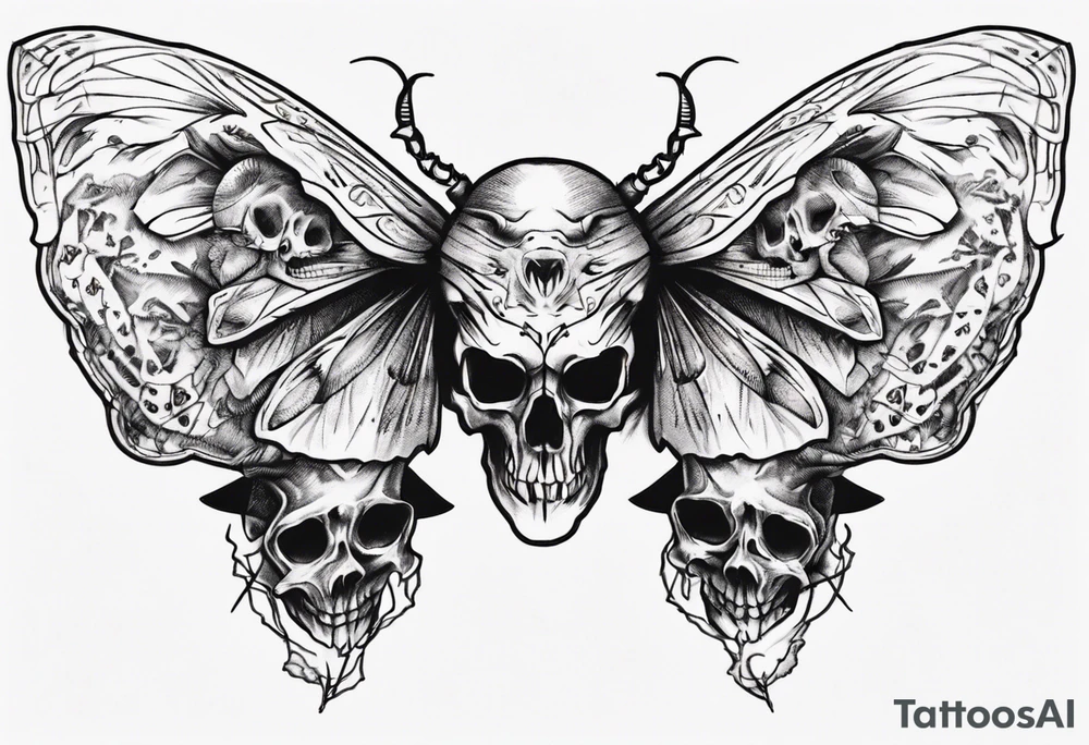 moth which is also a skull tattoo idea