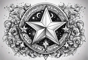 the letters tdm with different sized stars and clouds for shading tattoo idea