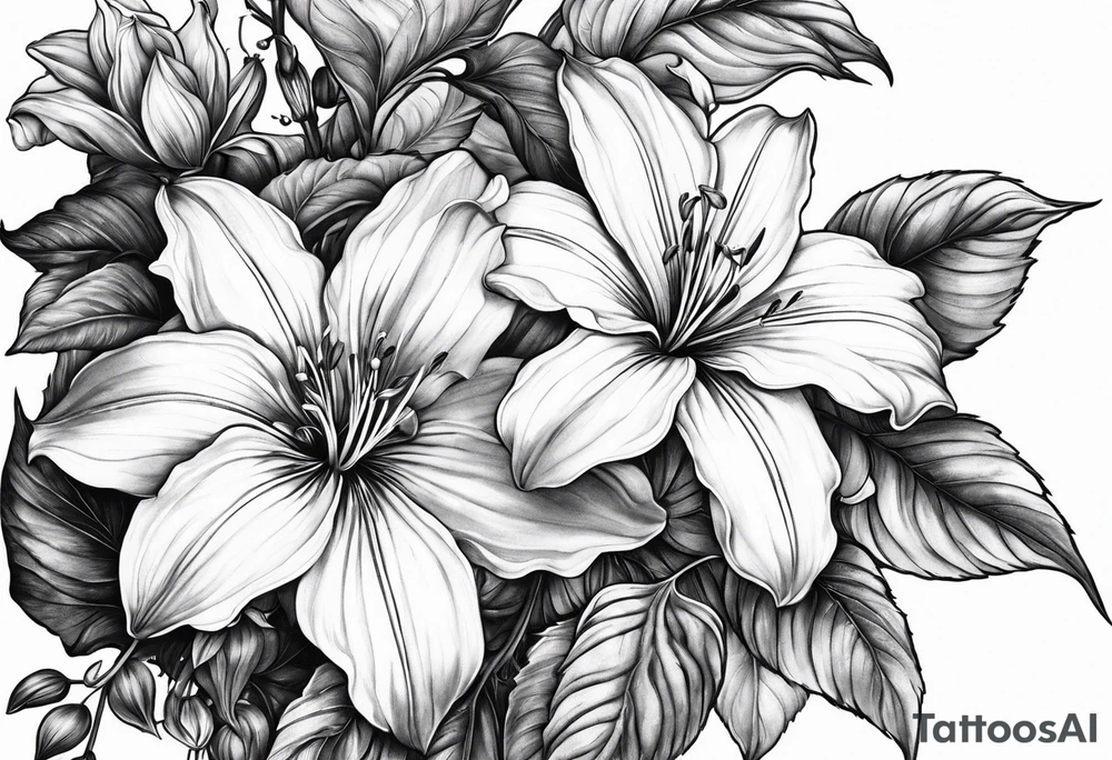 Platycodon grandiflorus with leafs and stalks tattoo idea