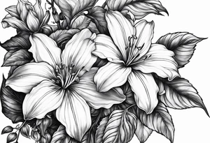 Platycodon grandiflorus with leafs and stalks tattoo idea
