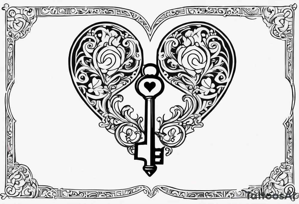 Antique keys heart shaped tattoo idea