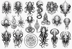 Cthulhu mythe long tattoo 
with lot of tentacle tattoo idea