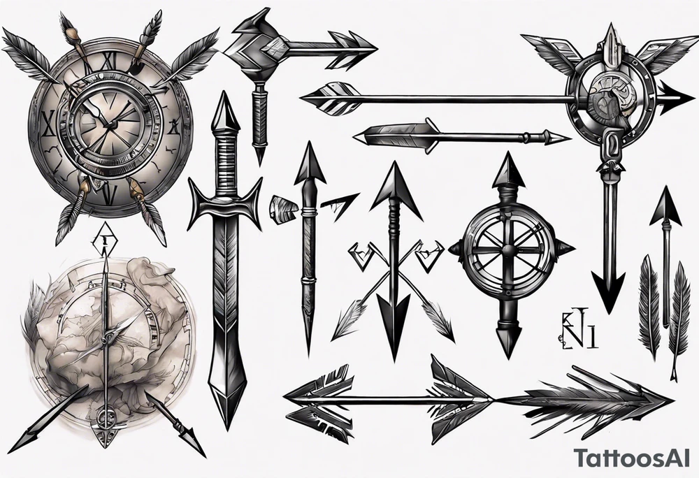 arrow and roman numerals tattoo idea