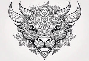 dragon head, mandala, facing front tattoo idea