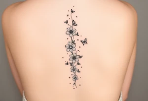 Flowers vertically down the spine surrounded by small butterflies and sparkles

Less flowers tattoo idea