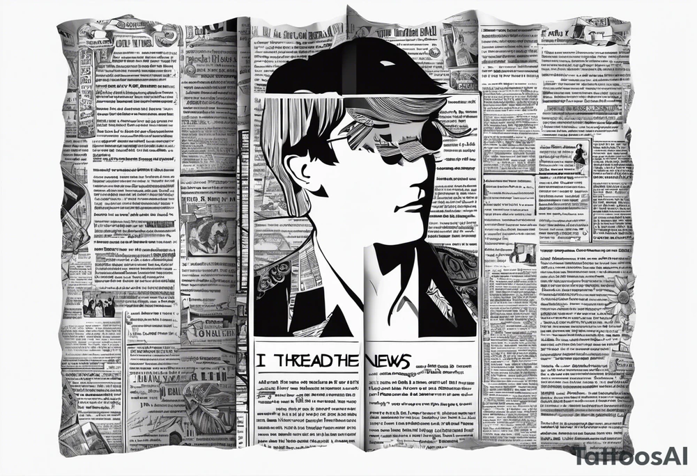 The lyrics “I read the news today, oh boy” from A Day in The Life by the Beatles involving newspaper imagery. tattoo idea