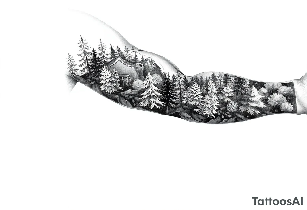Coniferous forest forearm tattoo sleeve tattoo idea