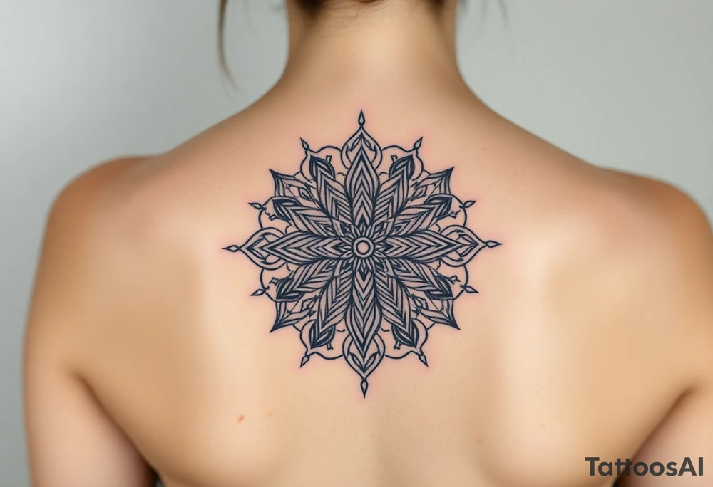 intricate mandala with sacred geometry and cosmic elements tattoo idea