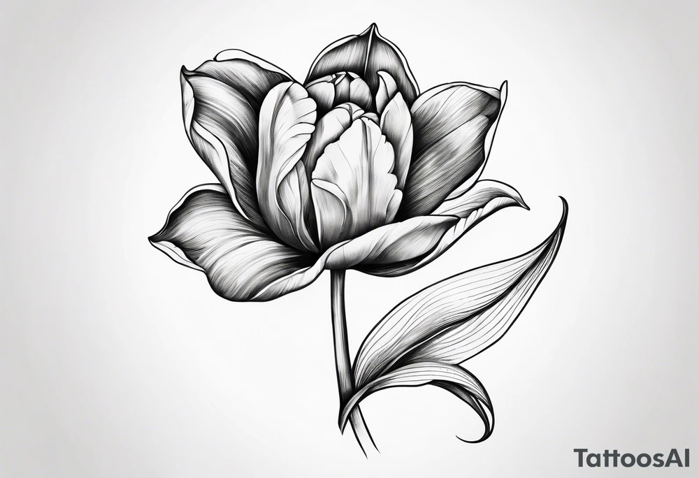 Classic Tulip flower with music note on the stem tattoo idea