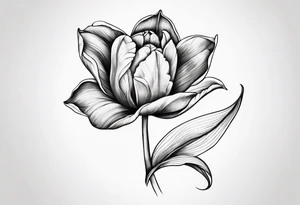 Classic Tulip flower with music note on the stem tattoo idea