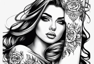 Romantic design foe woman arm using my kids picture tattoo idea