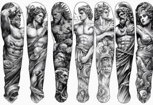 greek gods full arm sleeve tattoo idea