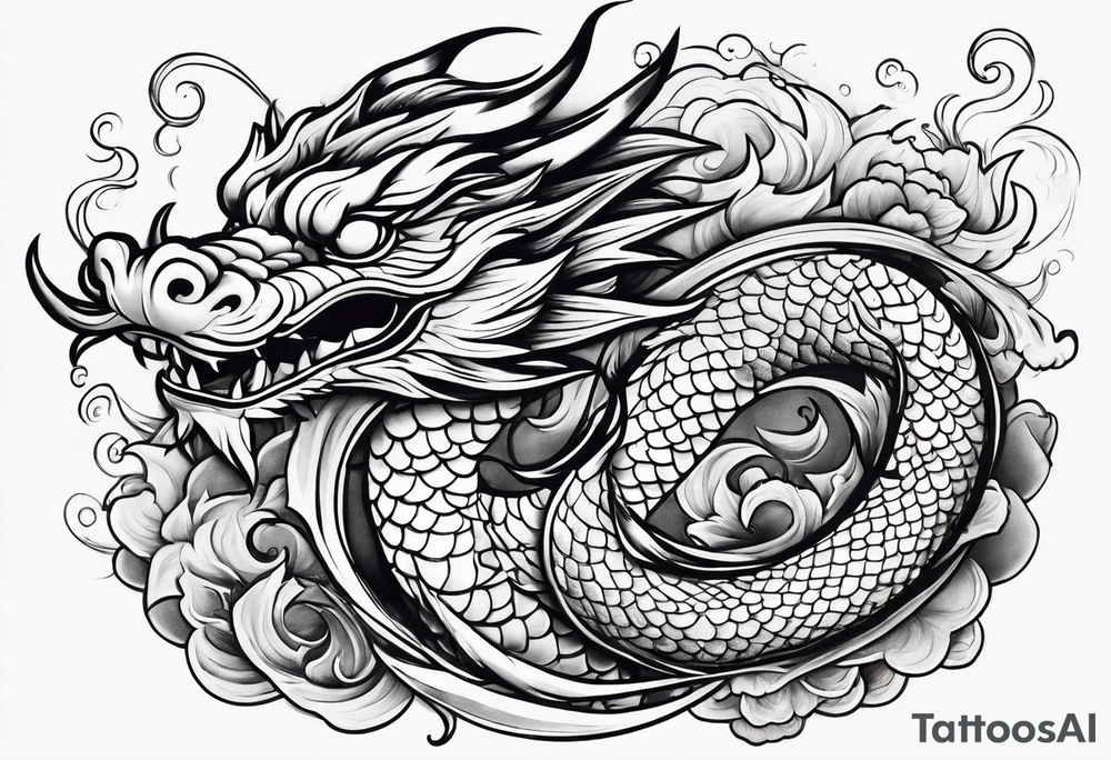 dragon and koi fish tattoo idea
